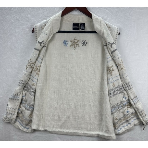 Vintage Erika Women's Medium Christmas Sweater Vest Embroidered Snowflakes - Picture 6 of 13